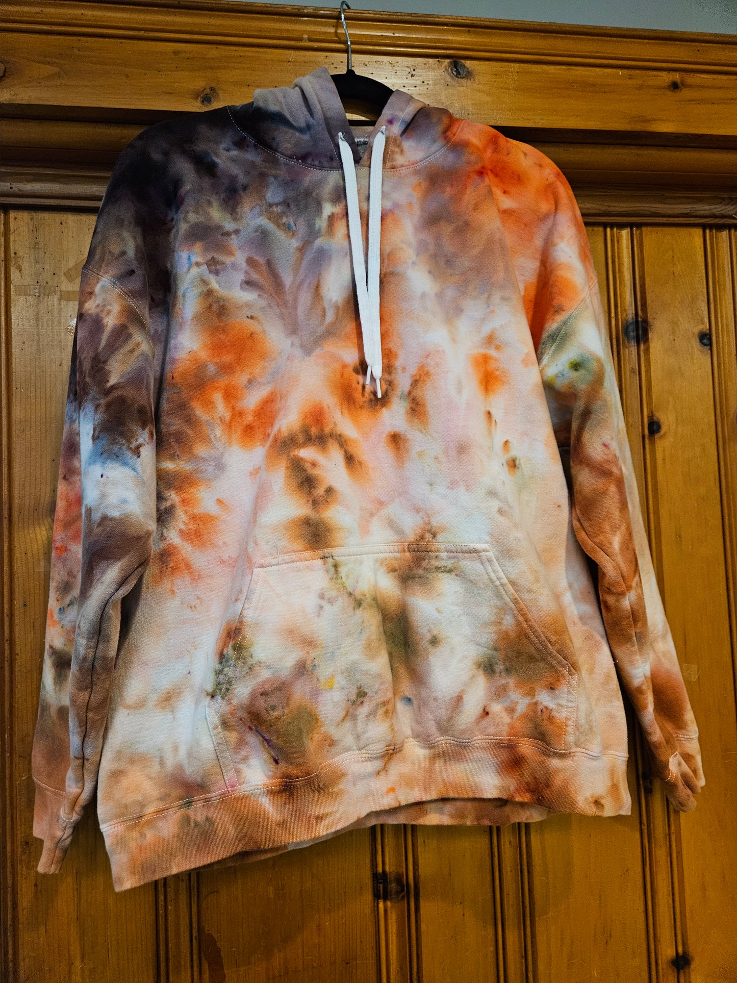 Adult Unisex XL peach and purple hoodie